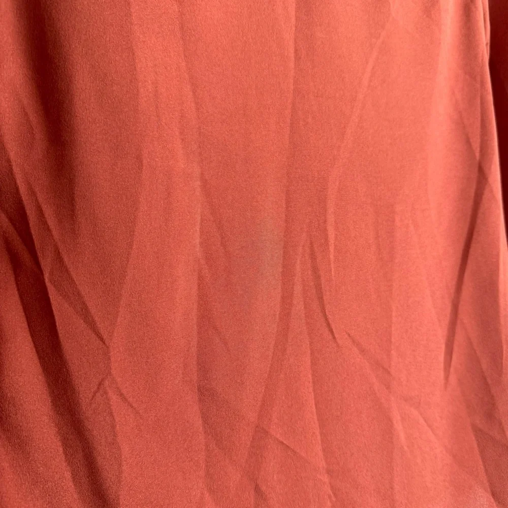 M M Couture Miss Me Rust Blouse w/Ruffle Chest & Smocked Sleeves & Bow Tie Sz M - Picture 11 of 14